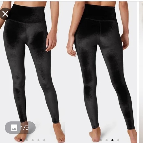 Dkny Pants - - DKNY BLACK VELVET NWT HIGH WAIST LEGGINGS size small